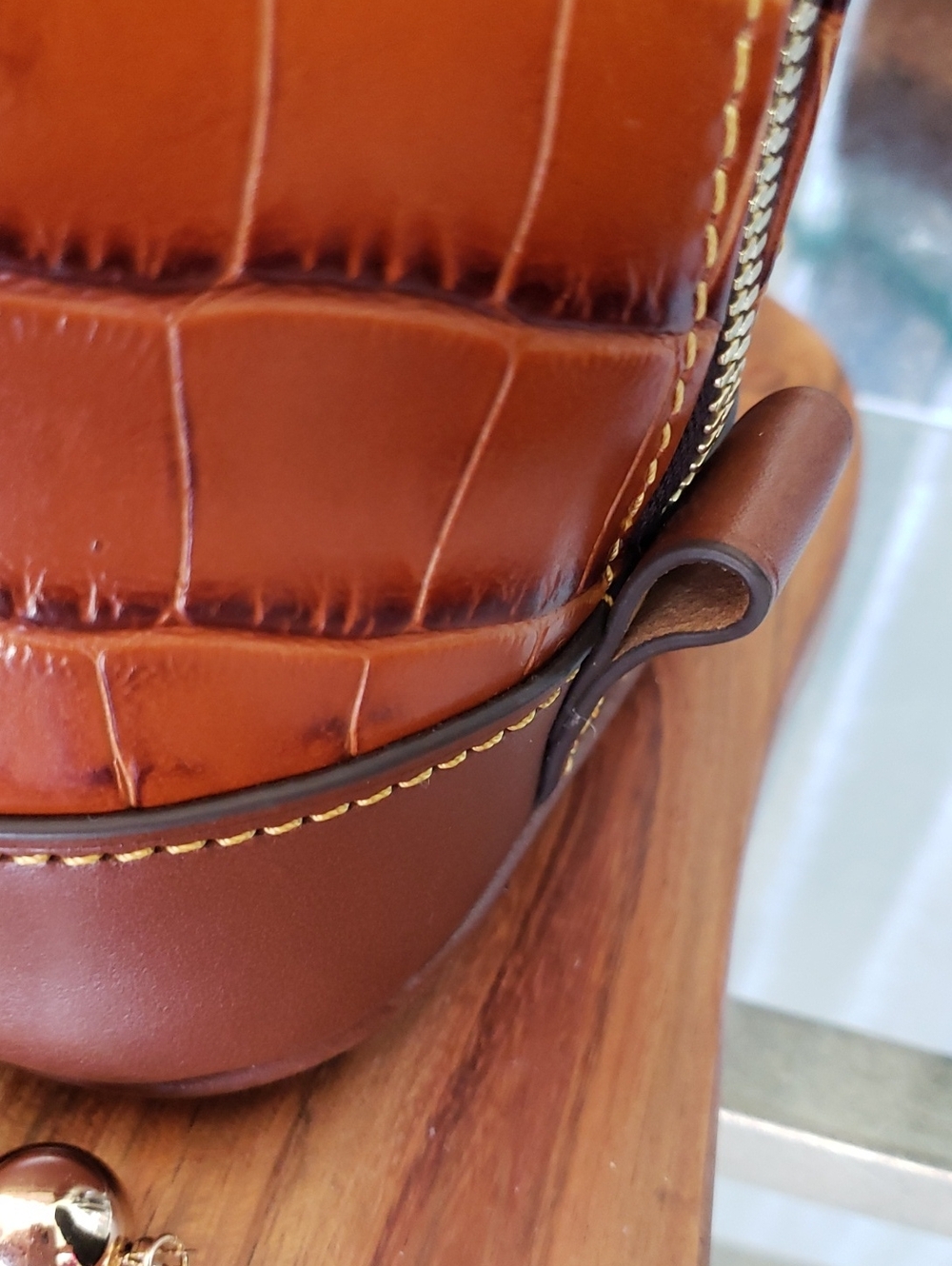 NWT Dooney & Bourke Croc-Embossed Leather ZIP ZIP Satchel in Cognac Brown - Picture 10 of 11
